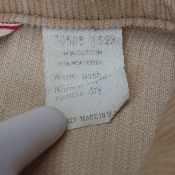 Vintage 70s Levis‎ Corduroy Trucker Jacket Tan Cotton Blend Button Front Size 40 - Picture 6 of 12